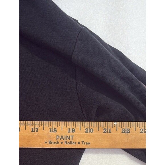 ADIDAS Originals Womens Sz L Black White Logo Cropped Hoodie Sweatshirt Pullover - Picture 8 of 11